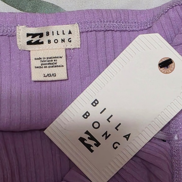 Billabong Lennox Tube Top Purple Ribbed Cinched Bust Strapless L NWT - Picture 7 of 7